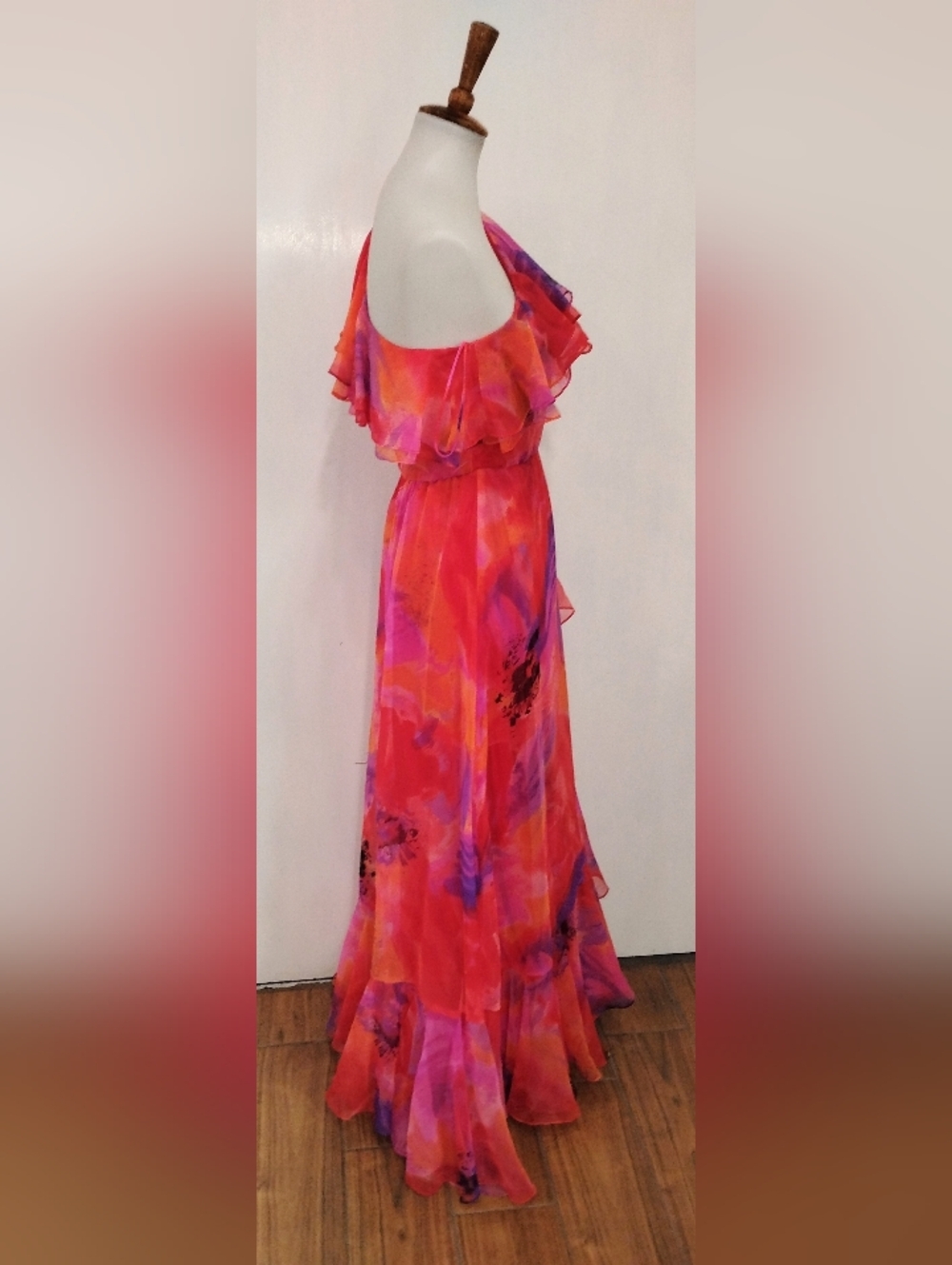 VINTAGE LILLIE RUBIN RUFFLED GOWN - Picture 2 of 15